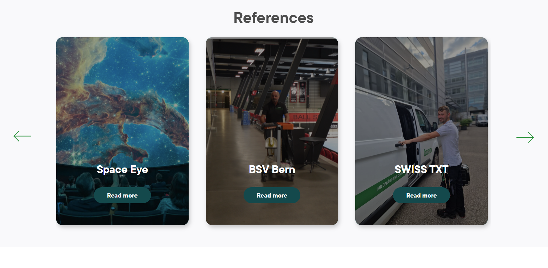 Honegger Website Referenzen Space Eye BSV Bern SWISS TXT