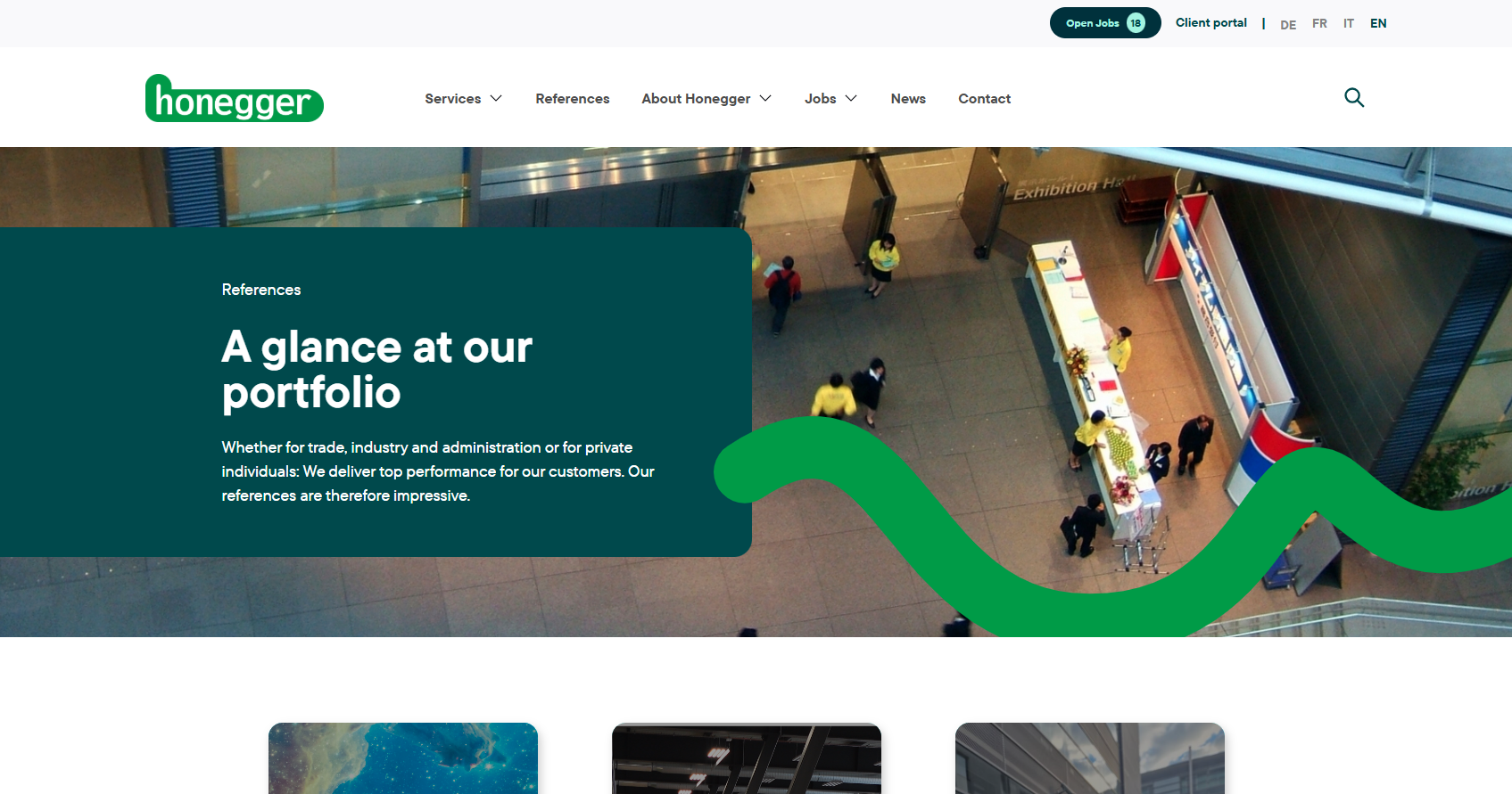 Honegger Website Referenzen Portfolio Übersicht