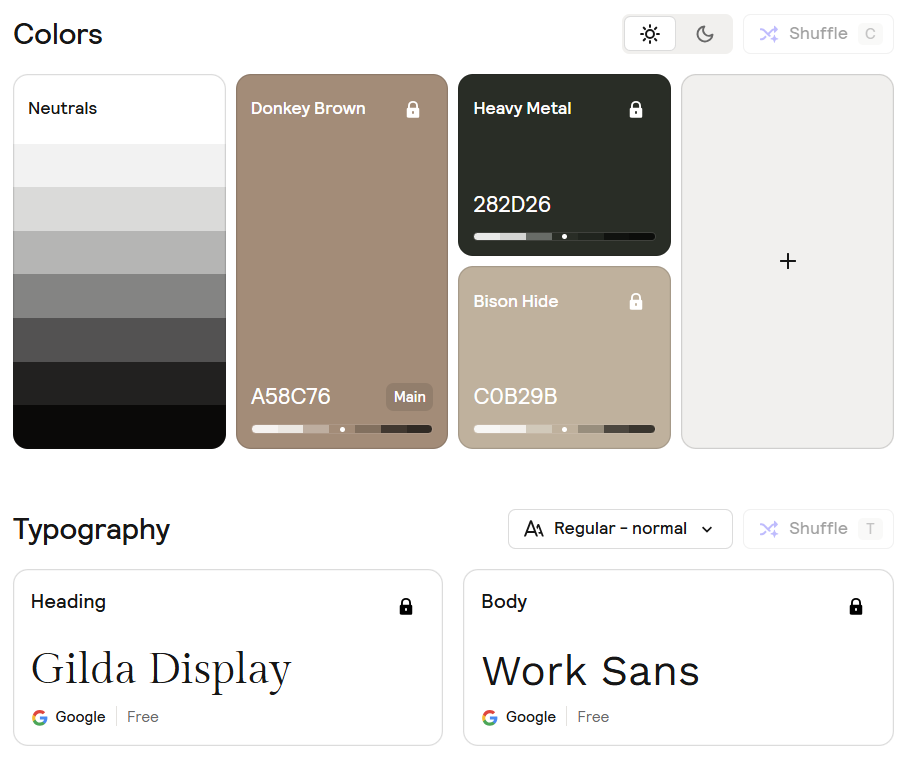 Seelen Geburt Styleguide mit Farben und Typografie